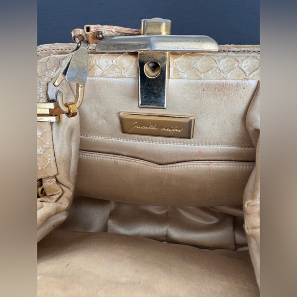Vintage Judith Leiber Ivory Snakeskin Clutch - Picture 12 of 16